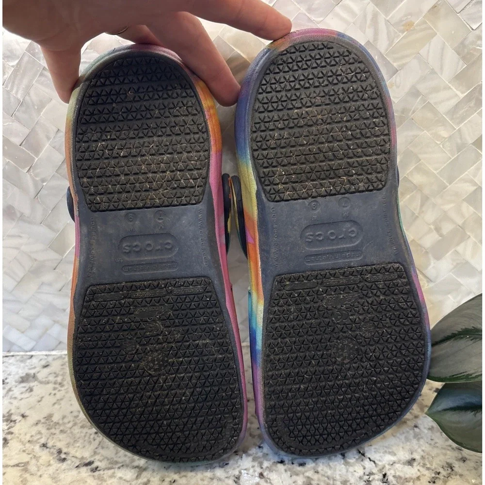 Crocs Tie‎ Dye Rainbow Bistro Graphic Clogs Sandals Colorful Mens 7 Womens 9 US